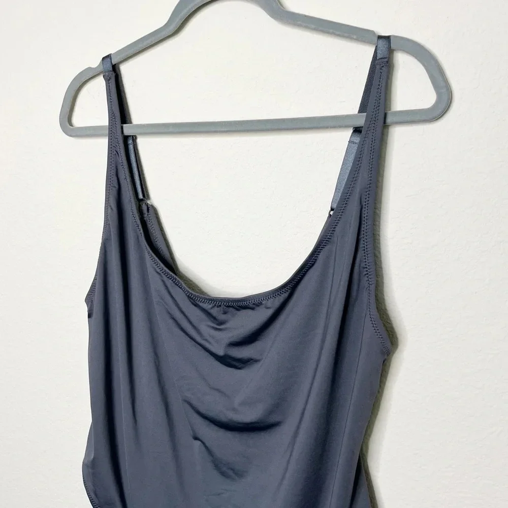 SKIMS Swim Scoop Neck One‎ Piece Swimsuit in Gunmetal
